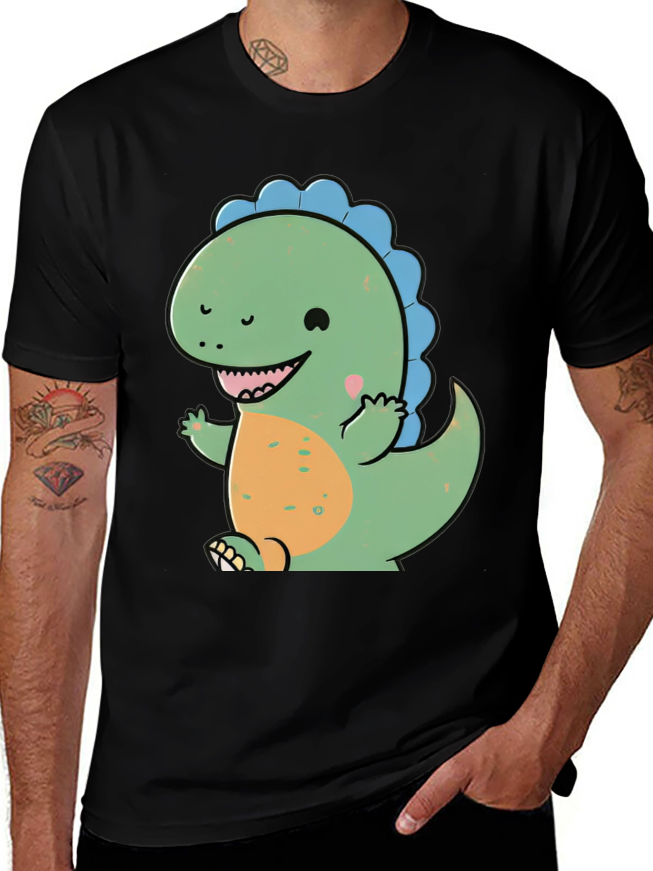 Cute Cartoon Dinosaur Graphic T-Shirt