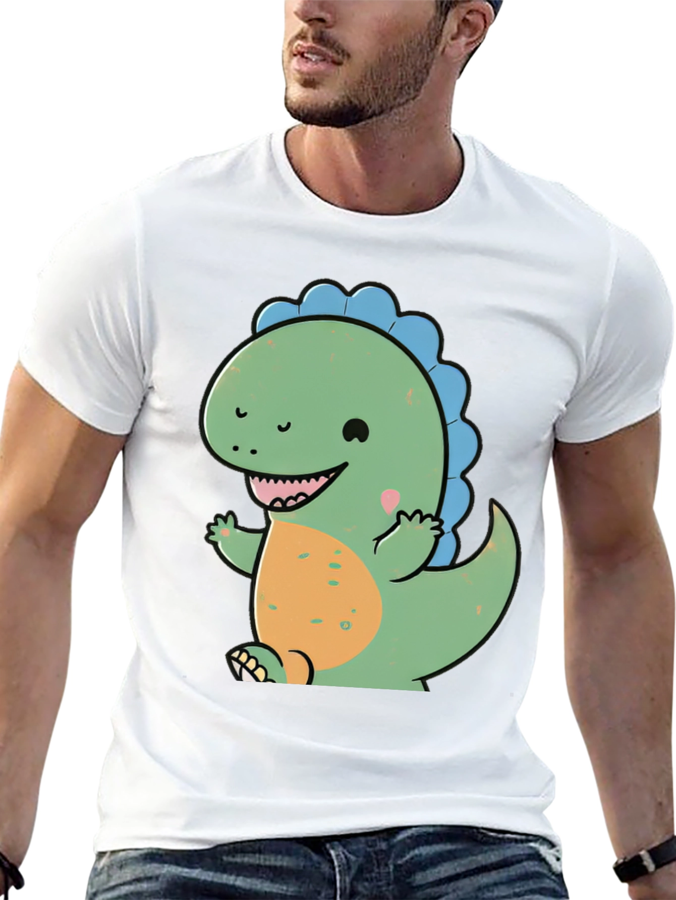 Cute Cartoon Dinosaur Graphic T-Shirt