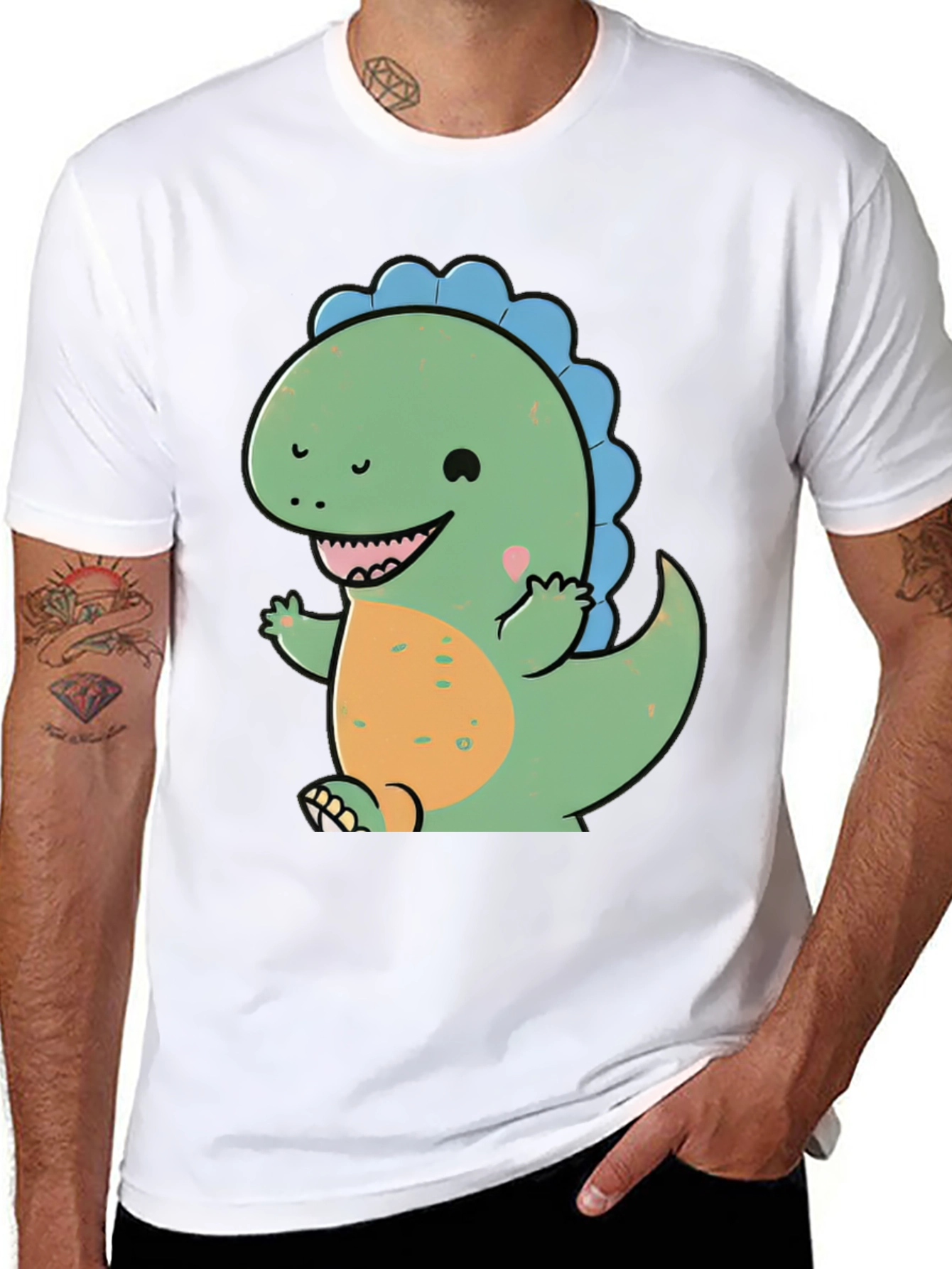 Cute Cartoon Dinosaur Graphic T-Shirt
