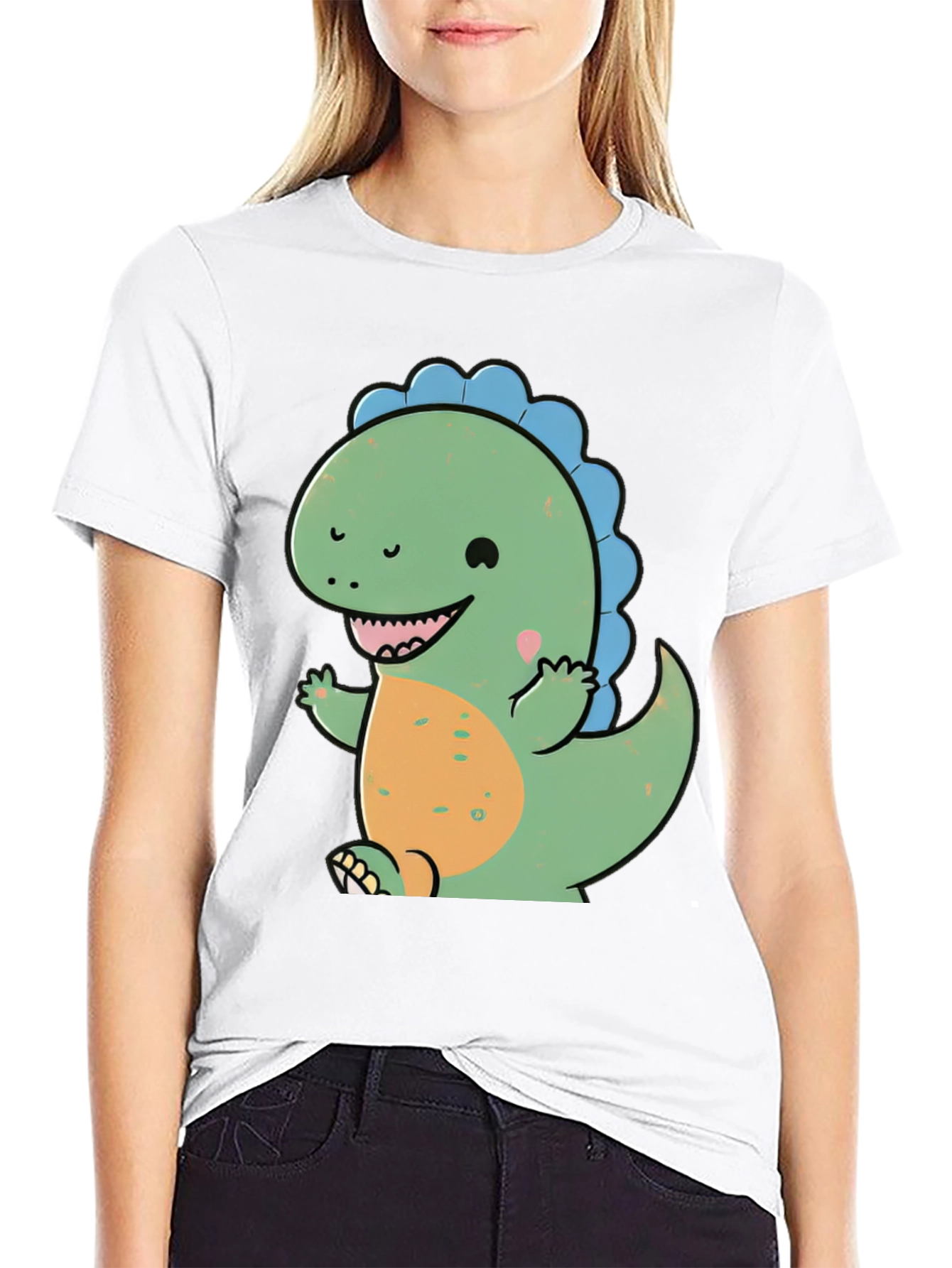Cute Cartoon Dinosaur Graphic T-Shirt