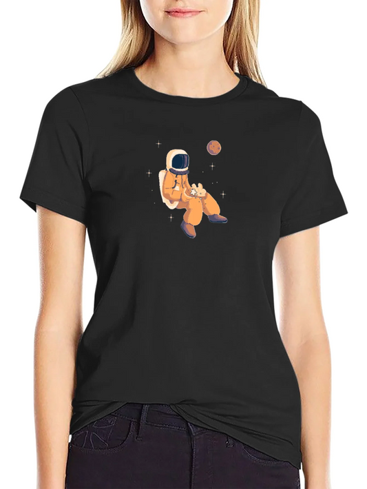 Astronaut in Space Black Graphic Tee