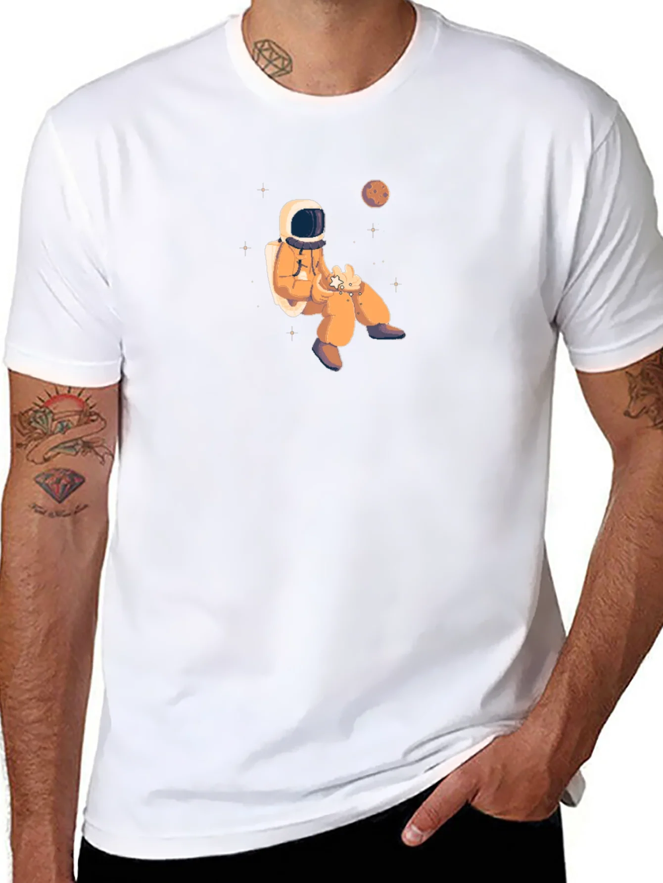 Astronaut in Space Black Graphic Tee