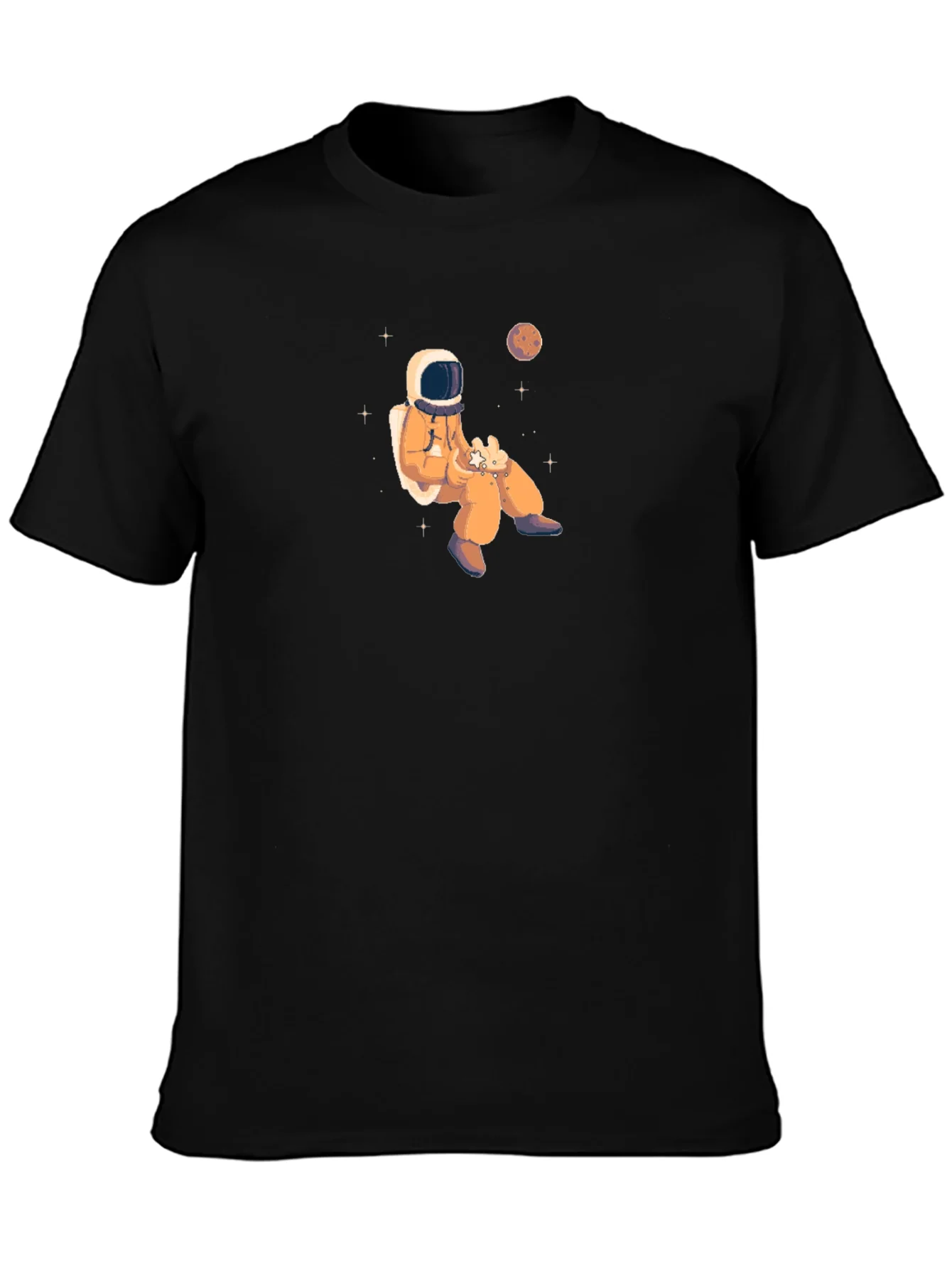 Astronaut in Space Black Graphic Tee