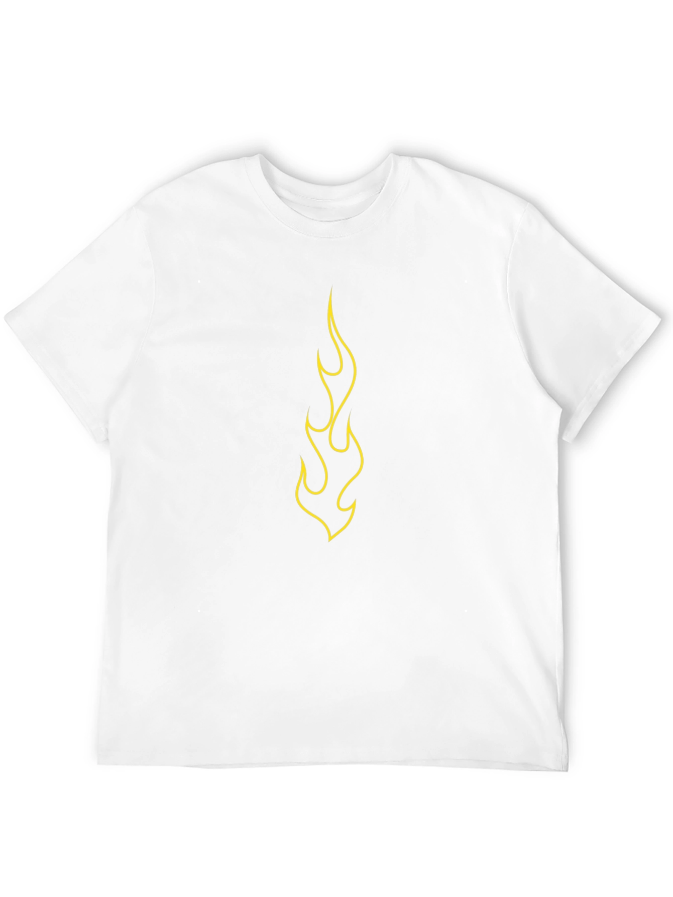 Mens Black T-Shirt with Yellow Flame Design