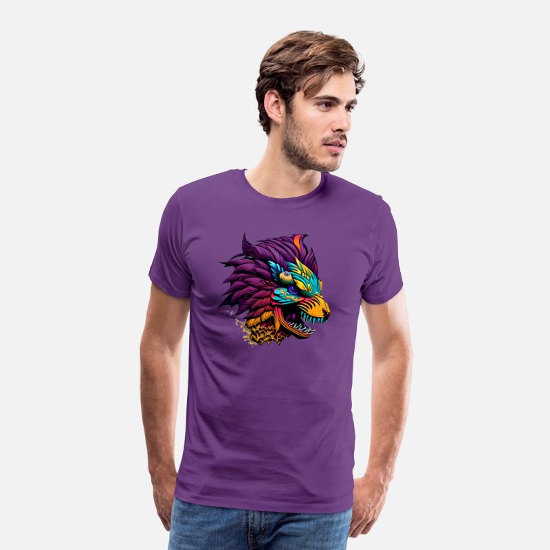 The Regal King with a Purple Feathers Mane