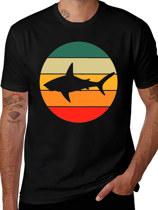 Retro Shark Graphic Tee - Mens Black T-Shirt