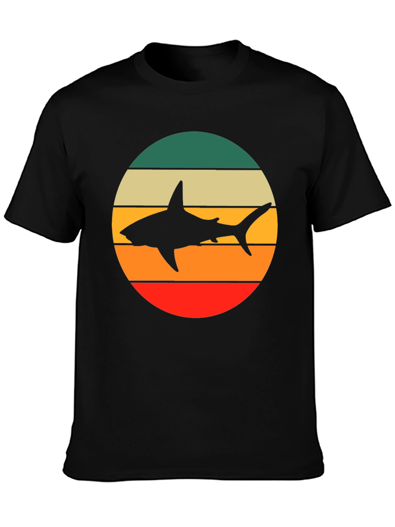 Retro Shark Graphic Tee - Mens Black T-Shirt