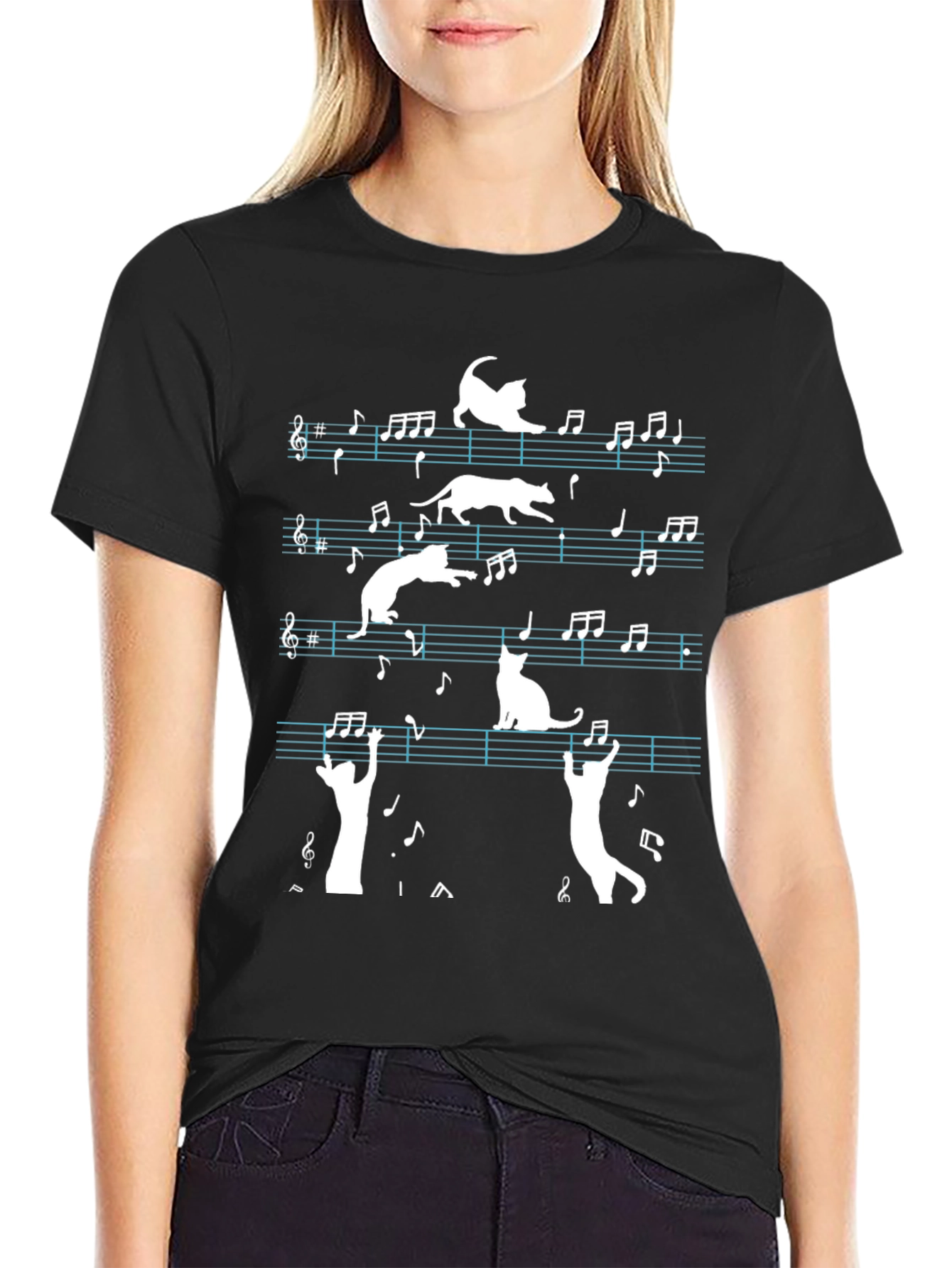 Cat Music Notes T-Shirt