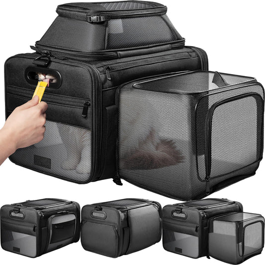 Top and Side Expandable Pet Carrier with Treat & P - Premium Quality