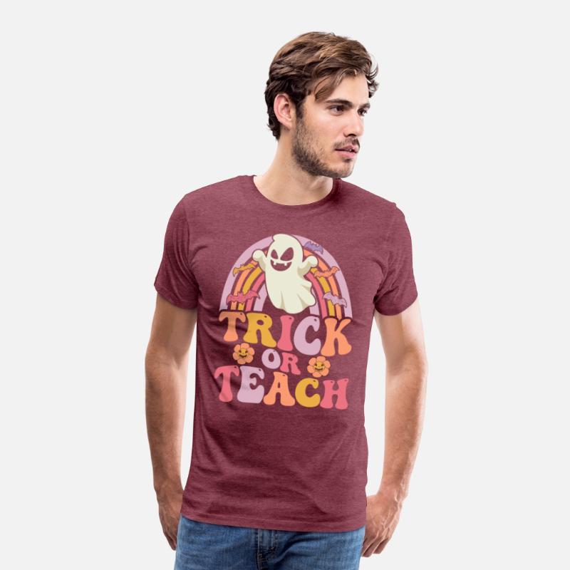 Trick or Teach Groovy Rainbow Ghost Halloween