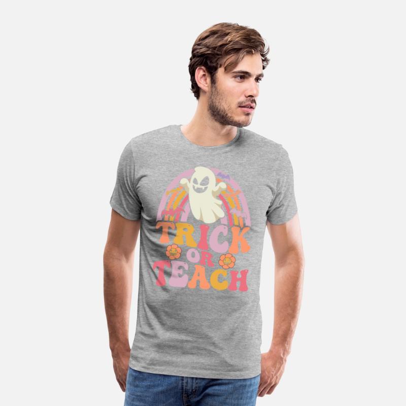 Trick or Teach Groovy Rainbow Ghost Halloween
