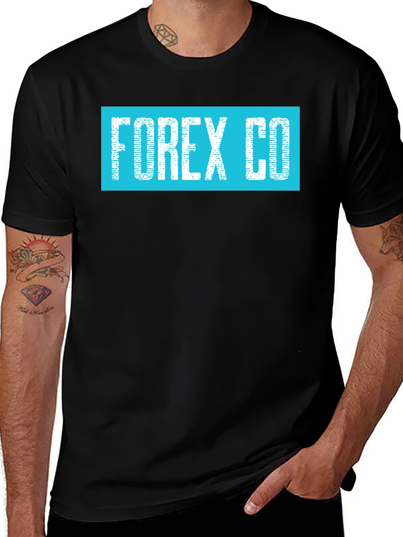 Forex Co. Graphic Print Mens Black T-Shirt
