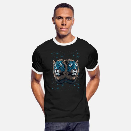 Two heads of a lion in a realistic style