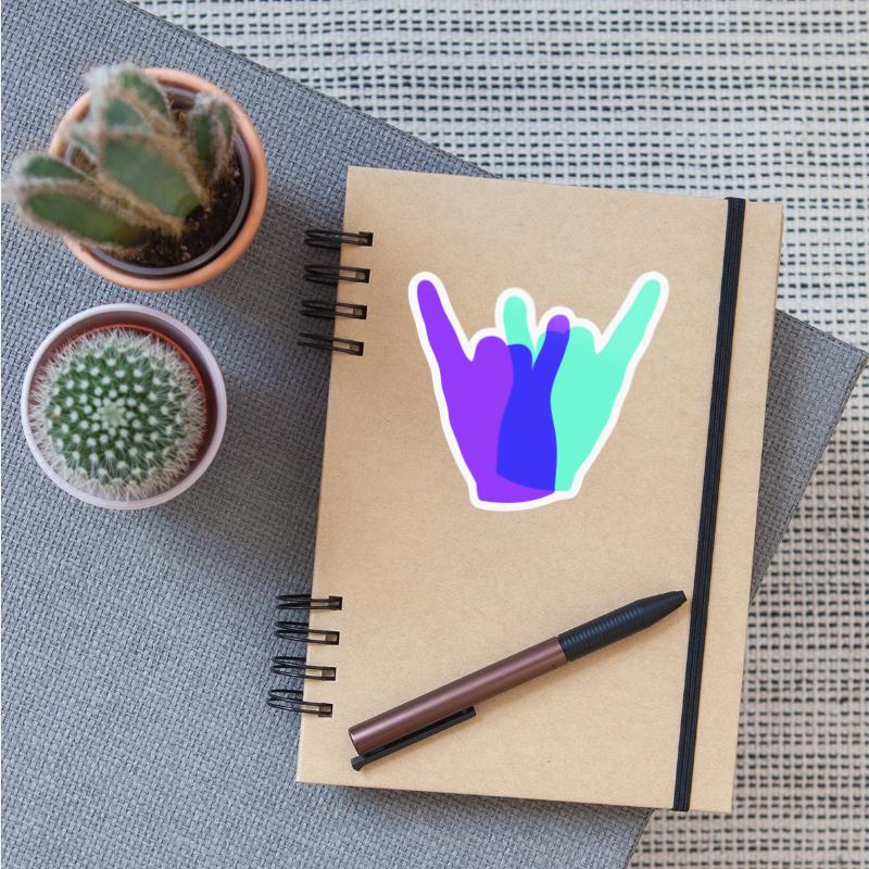Two heavy metal hard rock horn finger hand gesture