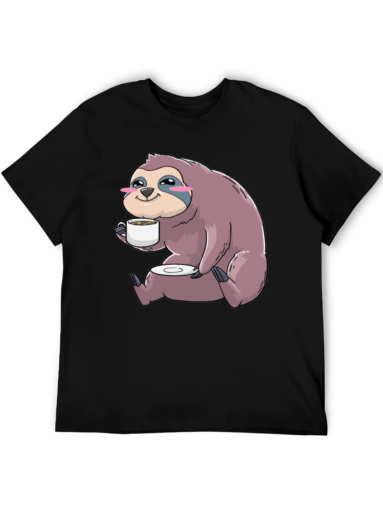 Sloth Coffee T-Shirt - Cute Cartoon Sloth Drinking Coffee