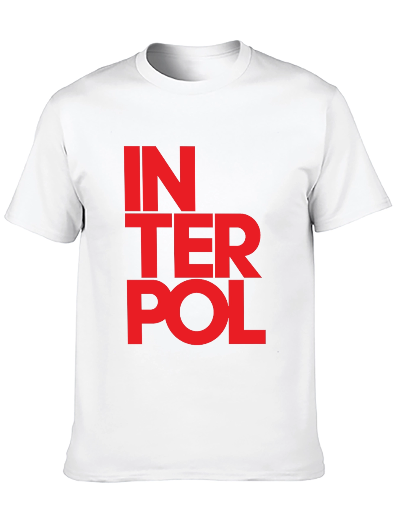 Interpol Graphic T-Shirt - Bold Red Text on Black