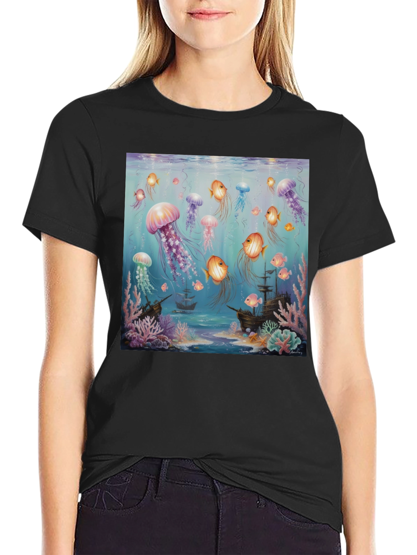Jellyfish & Shipwreck Graphic Tee