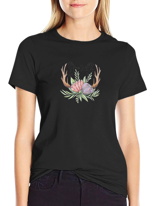 Be Brave Floral Antler Graphic Tee