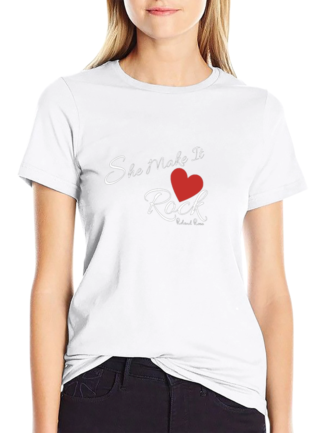 She Makes It Rock T-Shirt - Red Heart Design