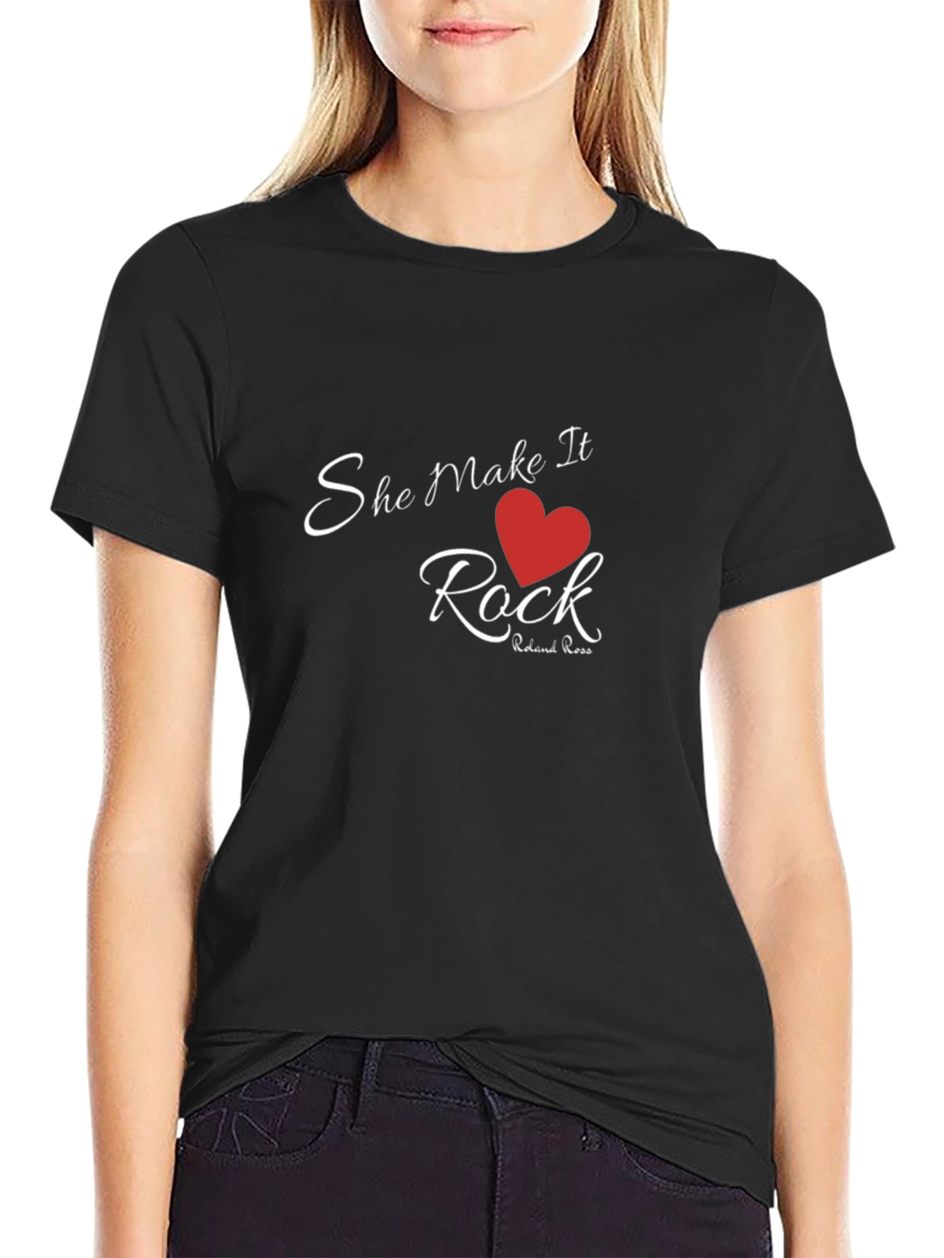 She Makes It Rock T-Shirt - Red Heart Design