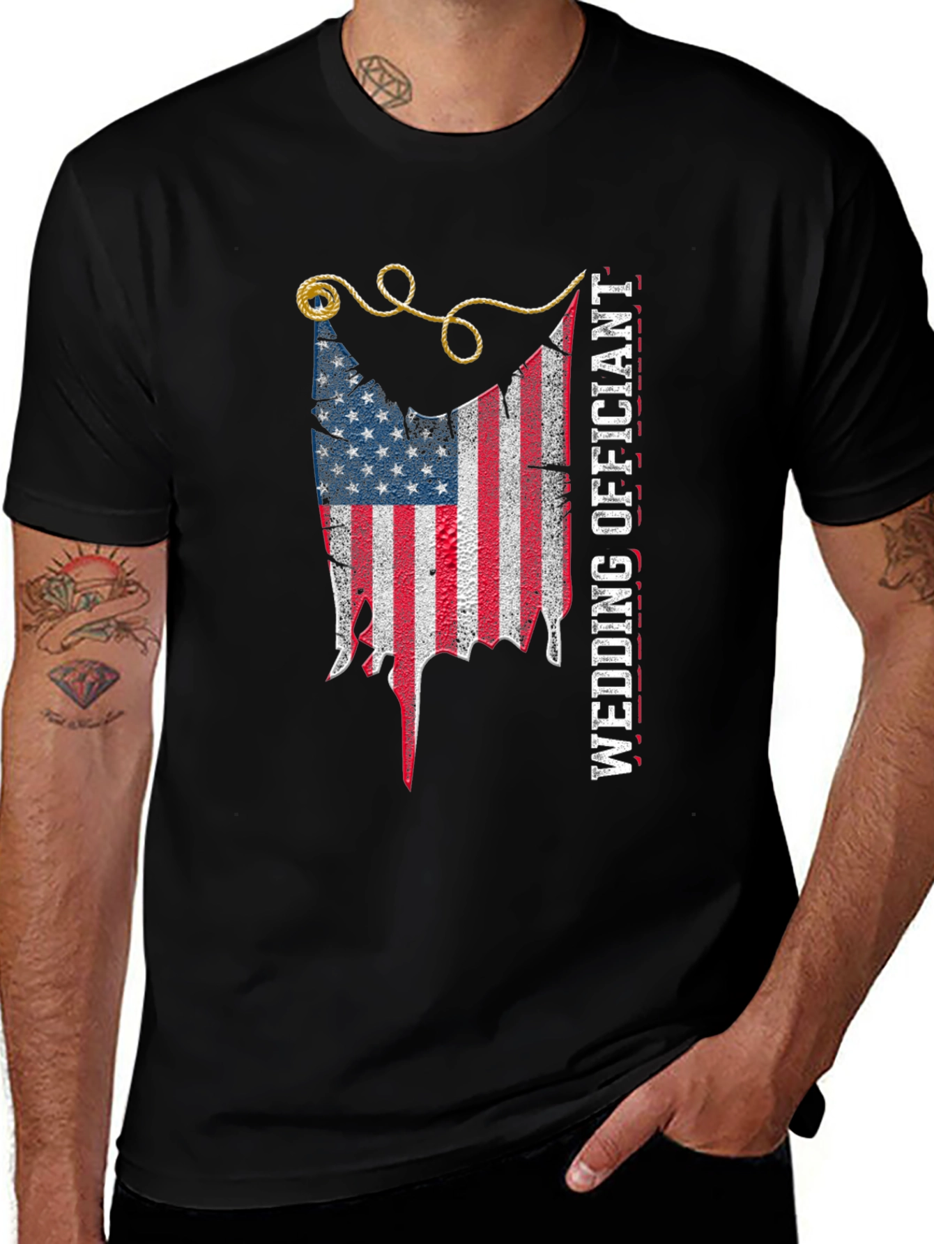 Wedding Officiant American Flag Graphic Tee