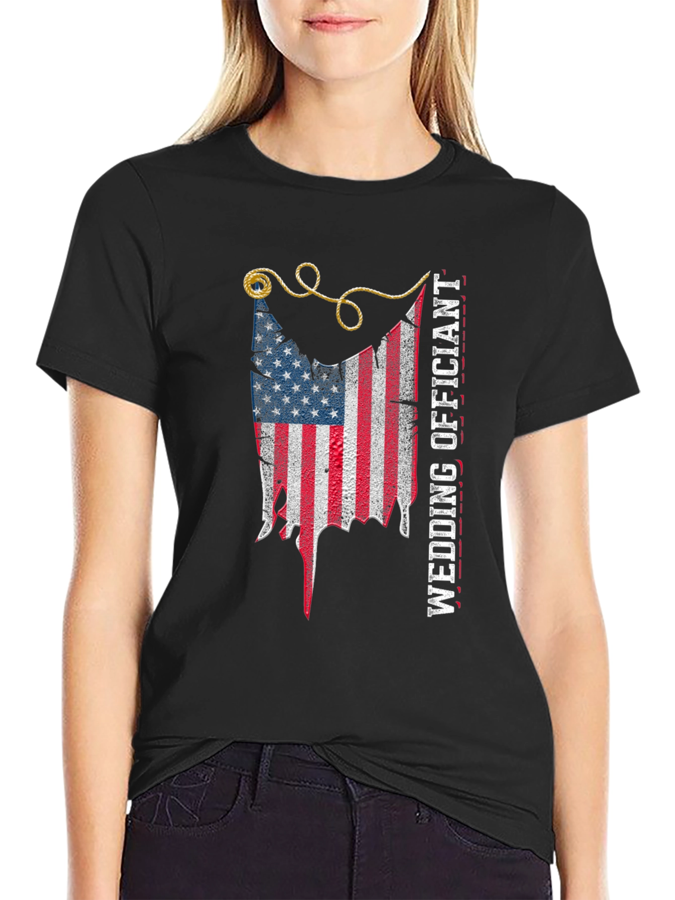 Wedding Officiant American Flag Graphic Tee