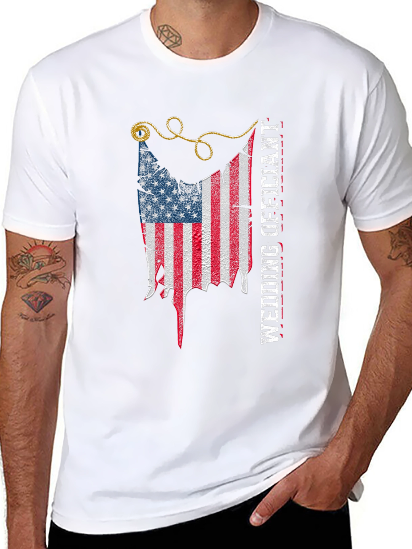 Wedding Officiant American Flag Graphic Tee