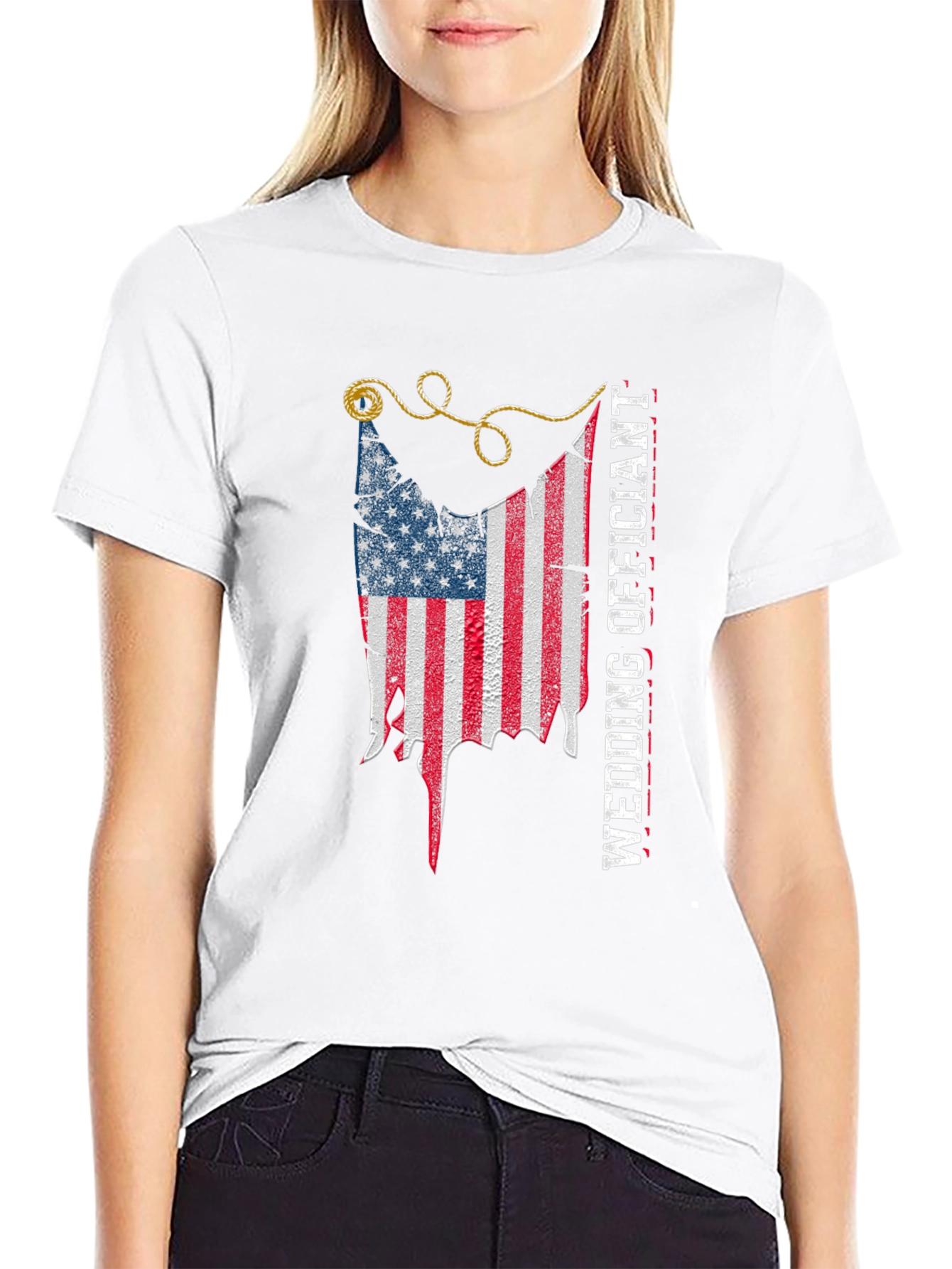 Wedding Officiant American Flag Graphic Tee