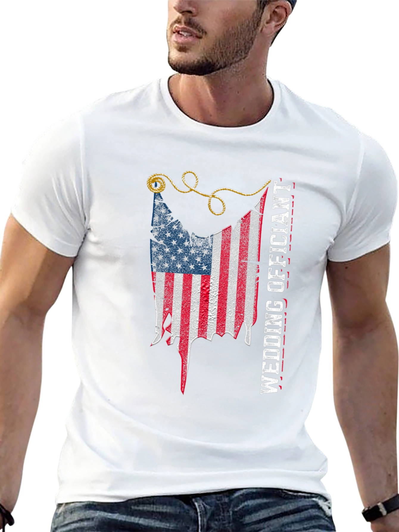 Wedding Officiant American Flag Graphic Tee