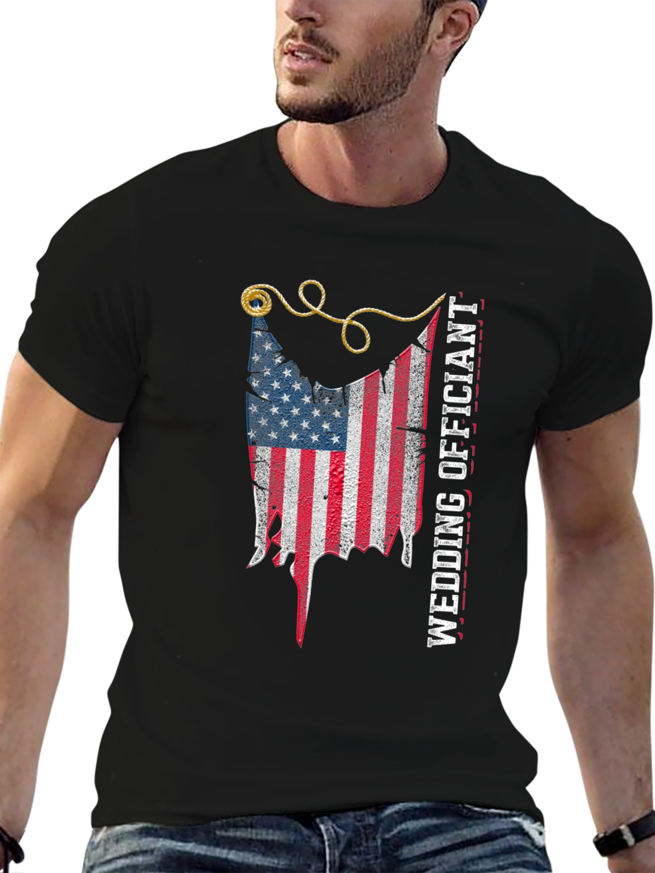 Wedding Officiant American Flag Graphic Tee