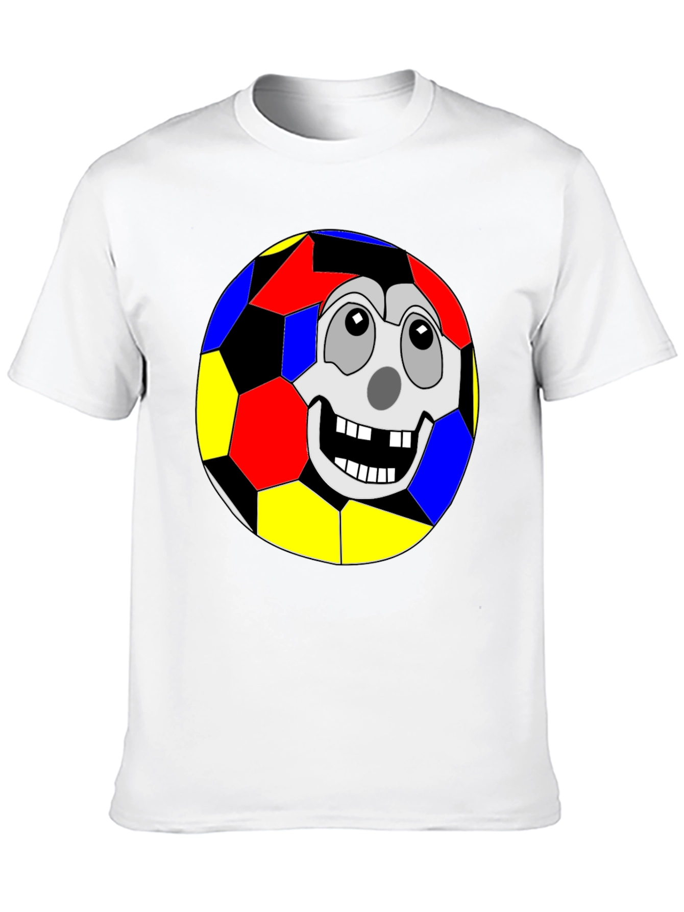 Funny Soccer Ball Face Graphic Tee - Black T-Shirt
