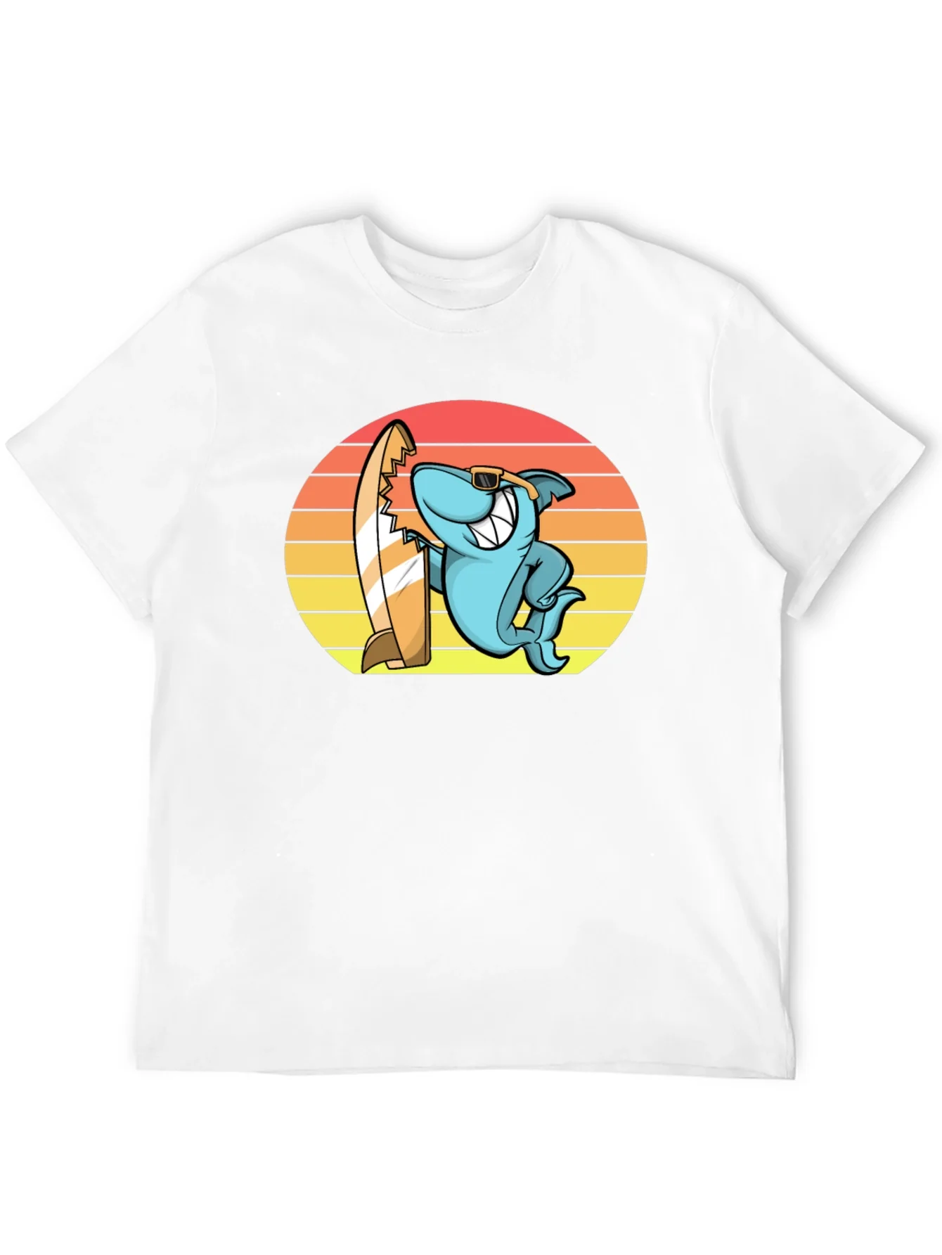 Cool Shark Surfer Graphic Tee - Black T-Shirt