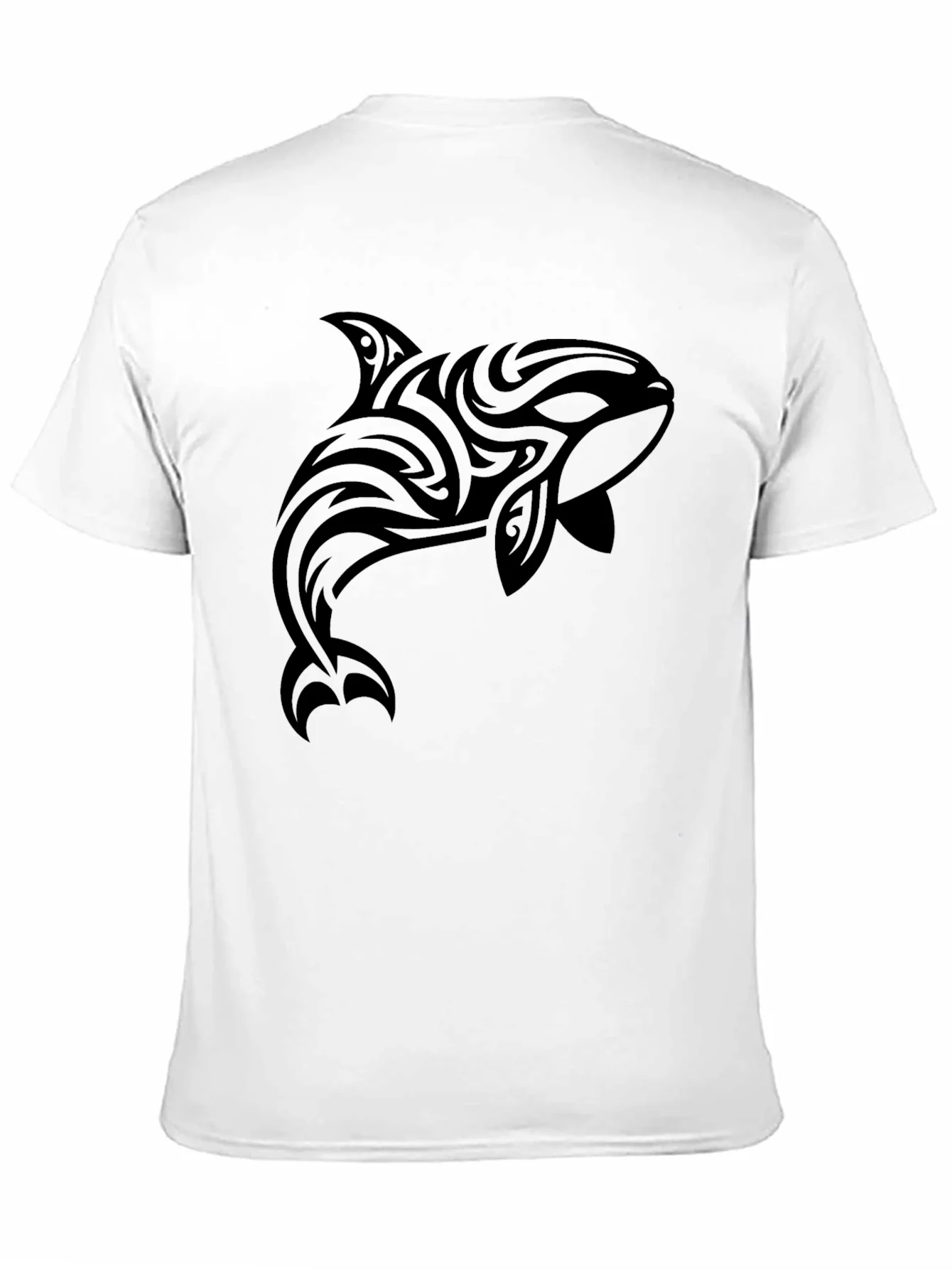 Tribal Orca Graphic Tee - Black Cotton T-Shirt