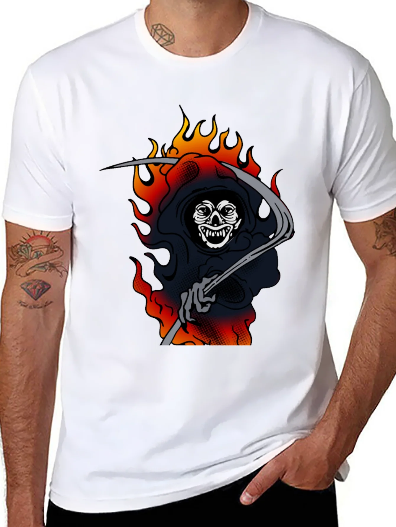 Grim Reaper Graphic Tee - Black Cotton T-Shirt
