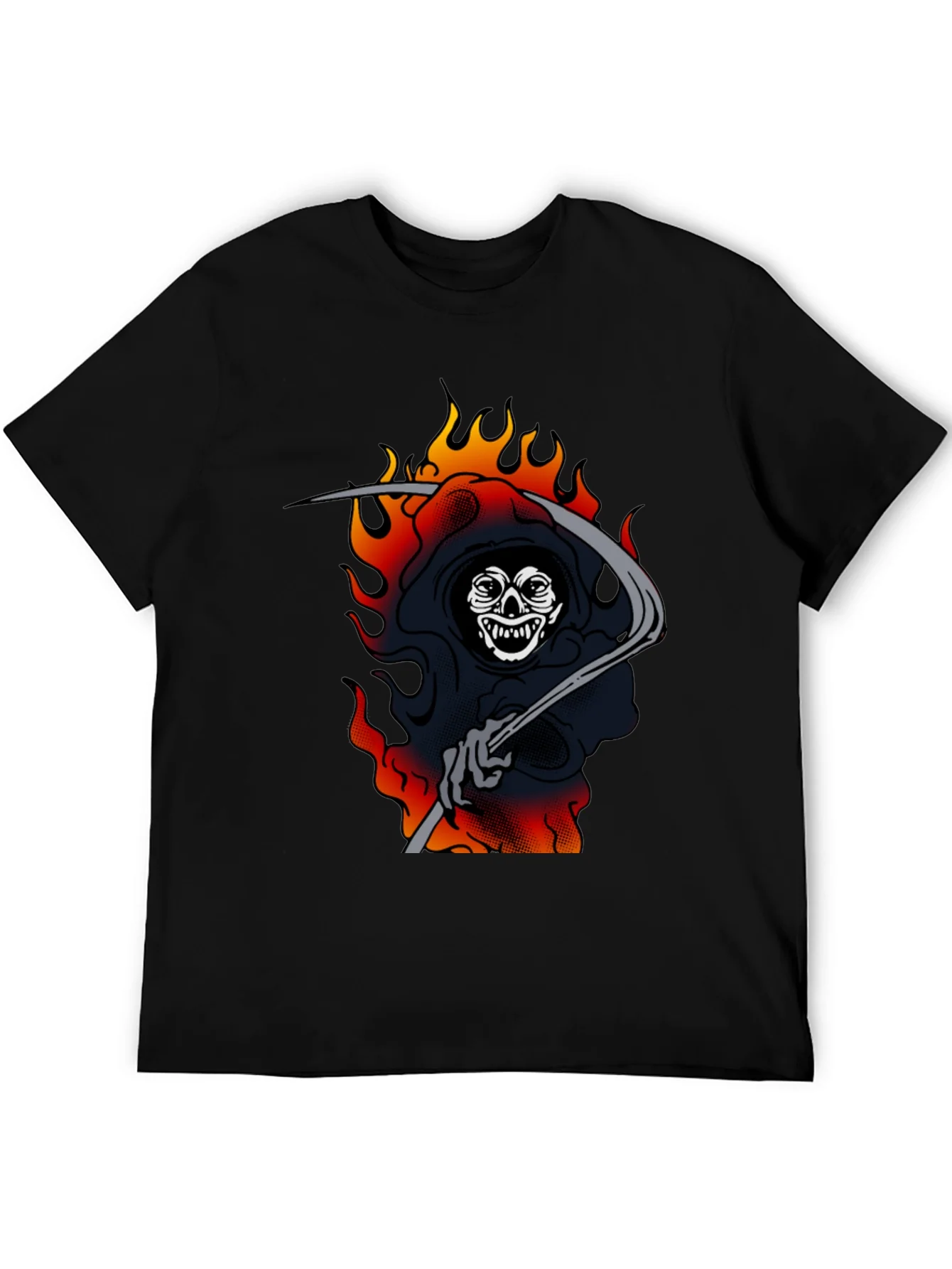Grim Reaper Graphic Tee - Black Cotton T-Shirt