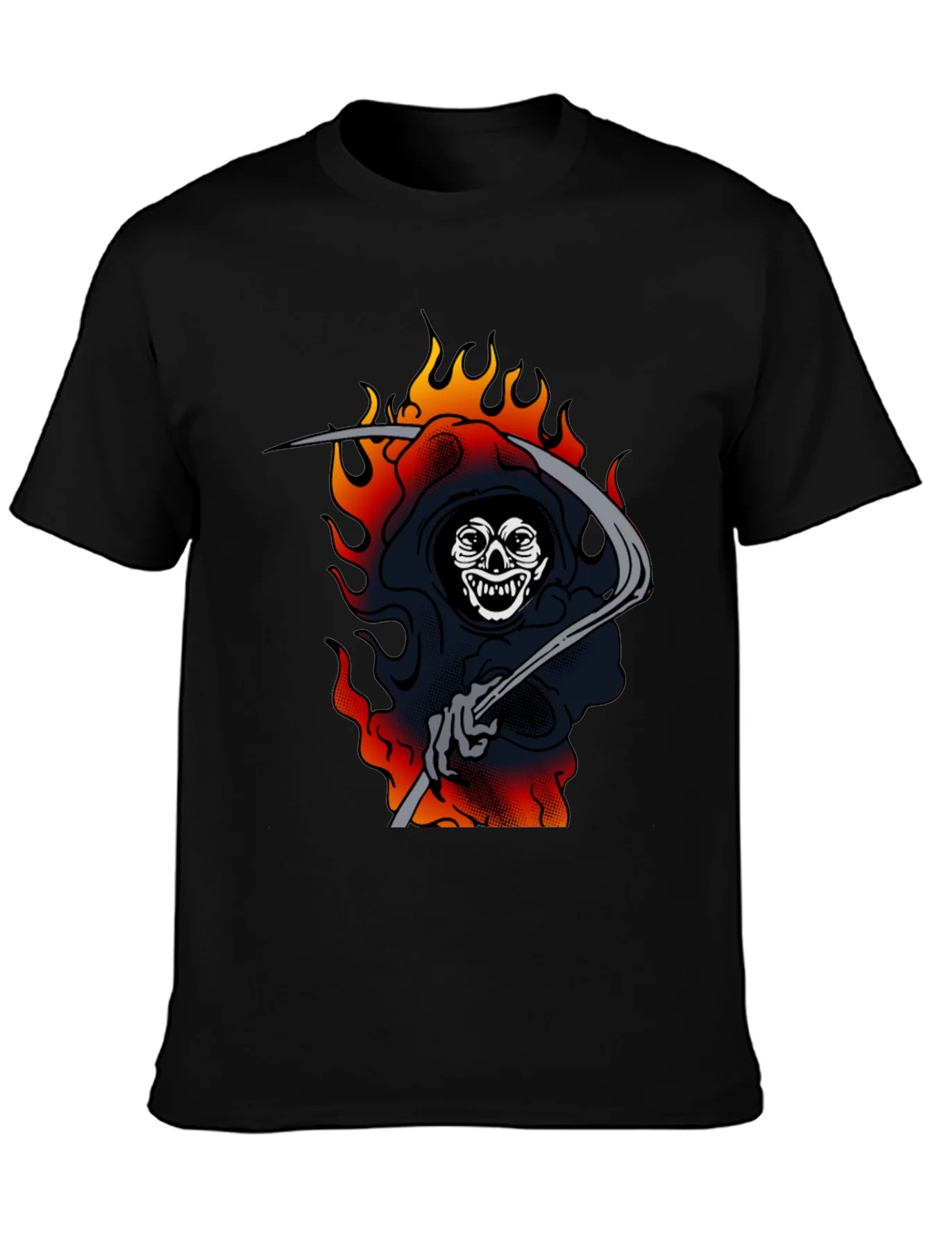Grim Reaper Graphic Tee - Black Cotton T-Shirt