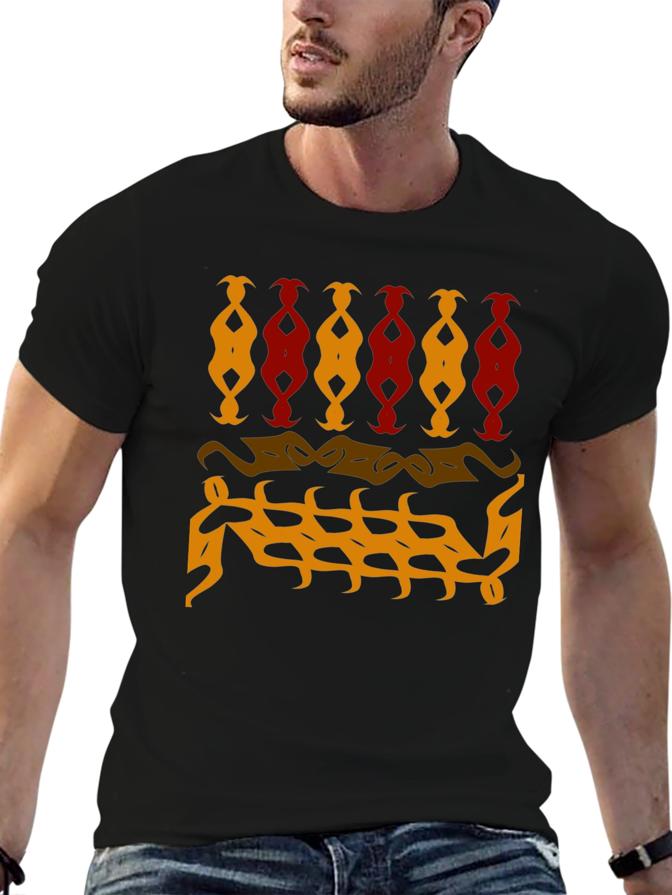 Abstract Pattern Black T-Shirt