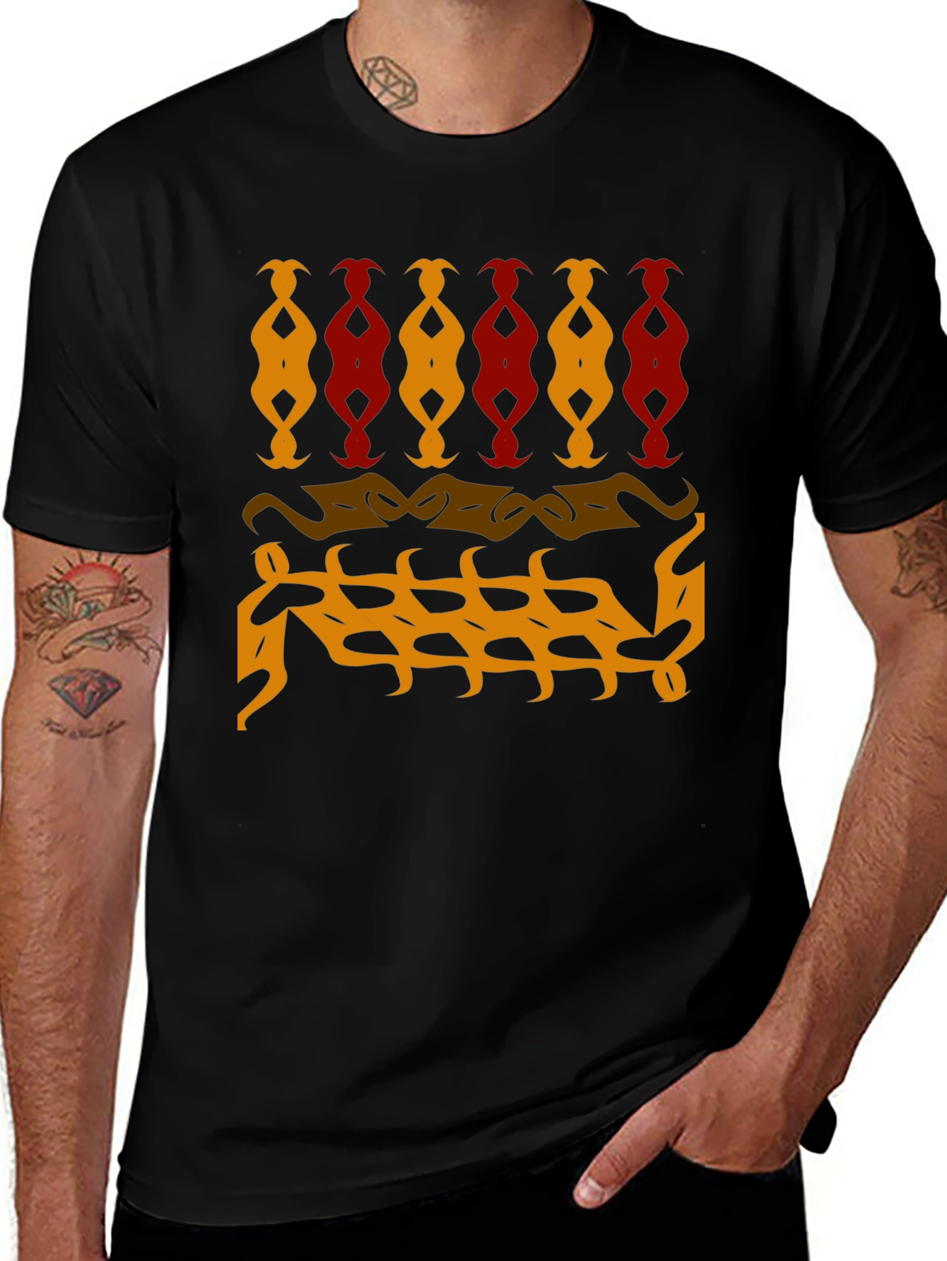 Abstract Pattern Black T-Shirt