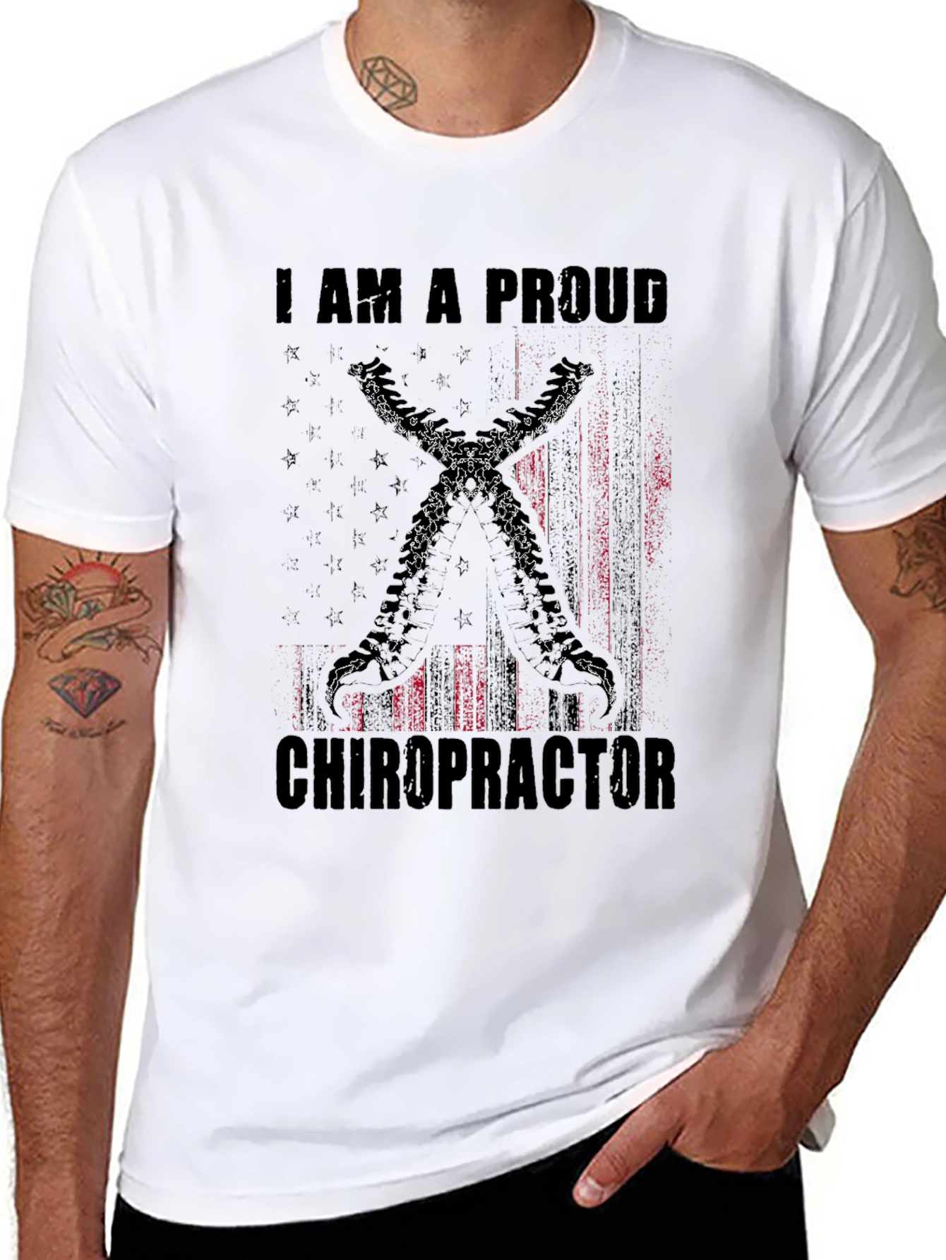 Proud Chiropractor T-Shirt - American Flag Design