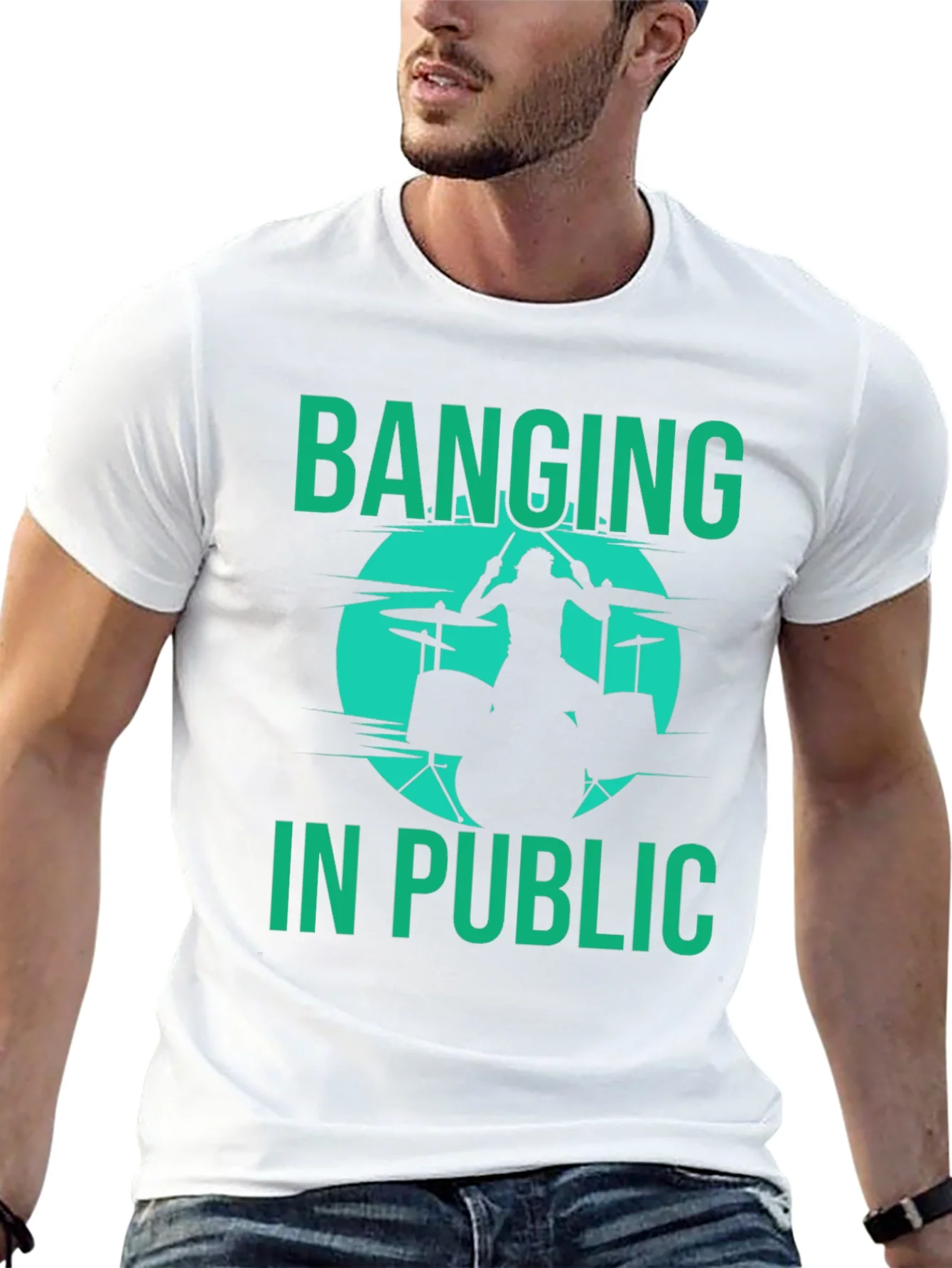 Banging in Public Drummer Graphic Tee - Black