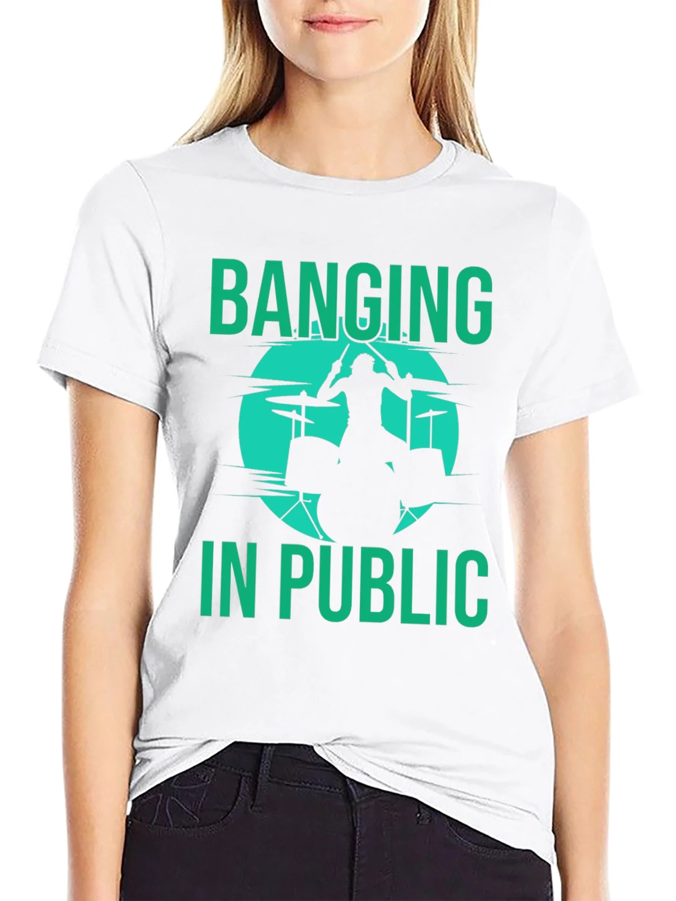 Banging in Public Drummer Graphic Tee - Black
