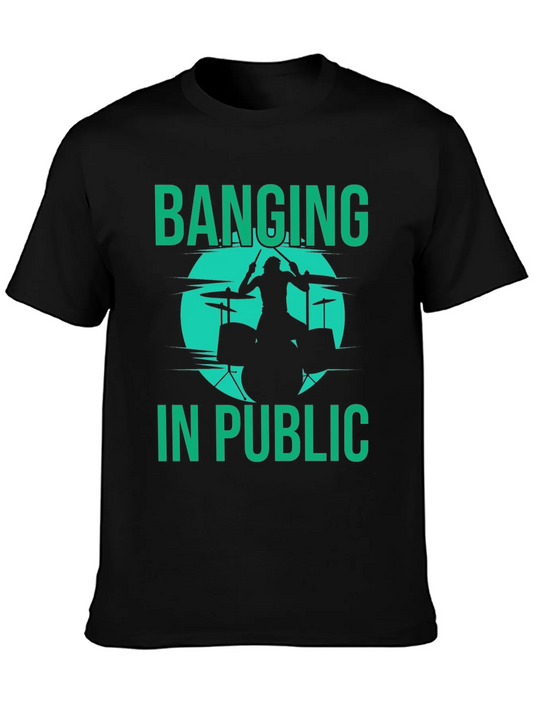 Banging in Public Drummer Graphic Tee - Black
