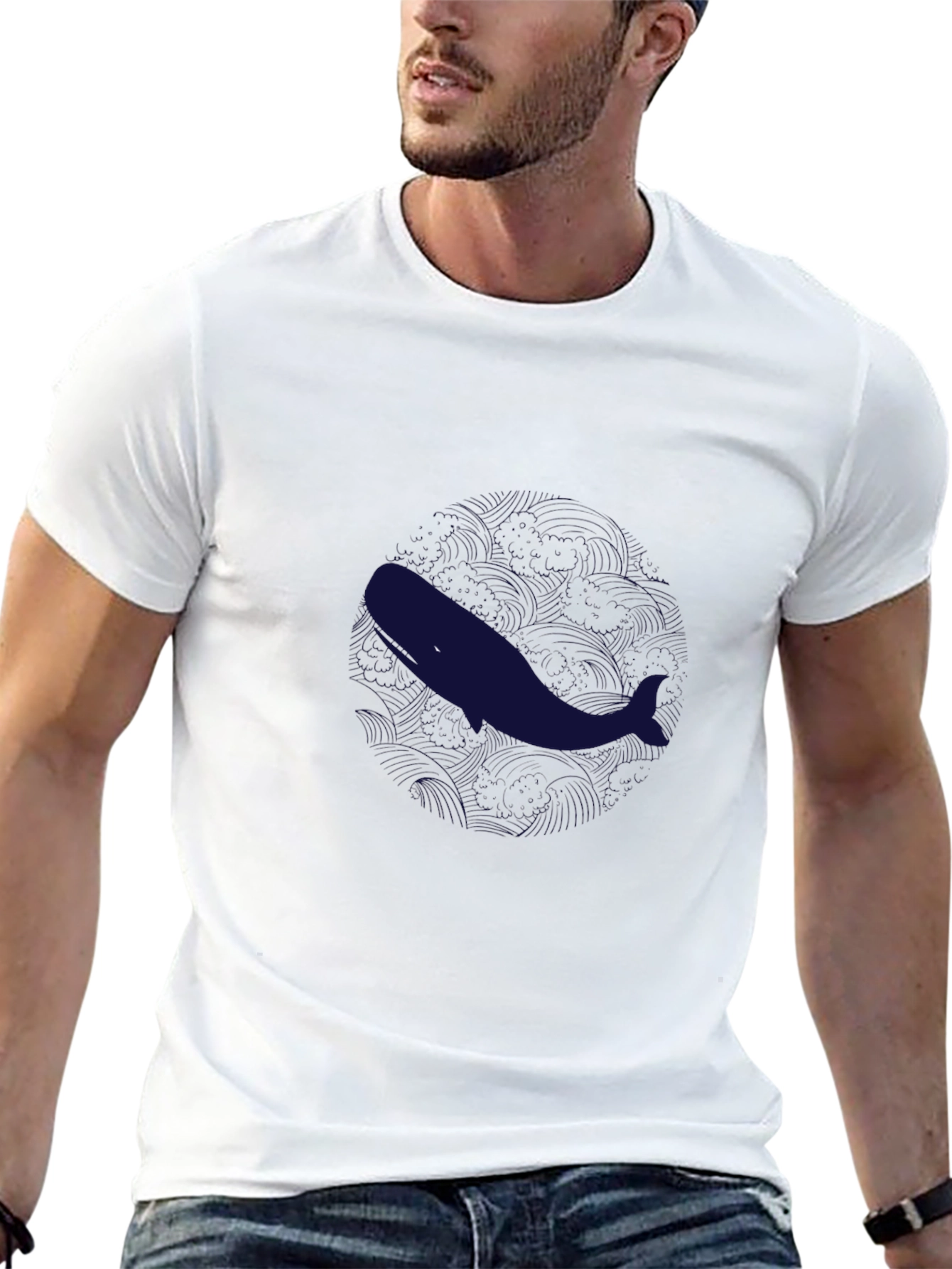 Whale Graphic Tee - Stylish Mens Black T-Shirt