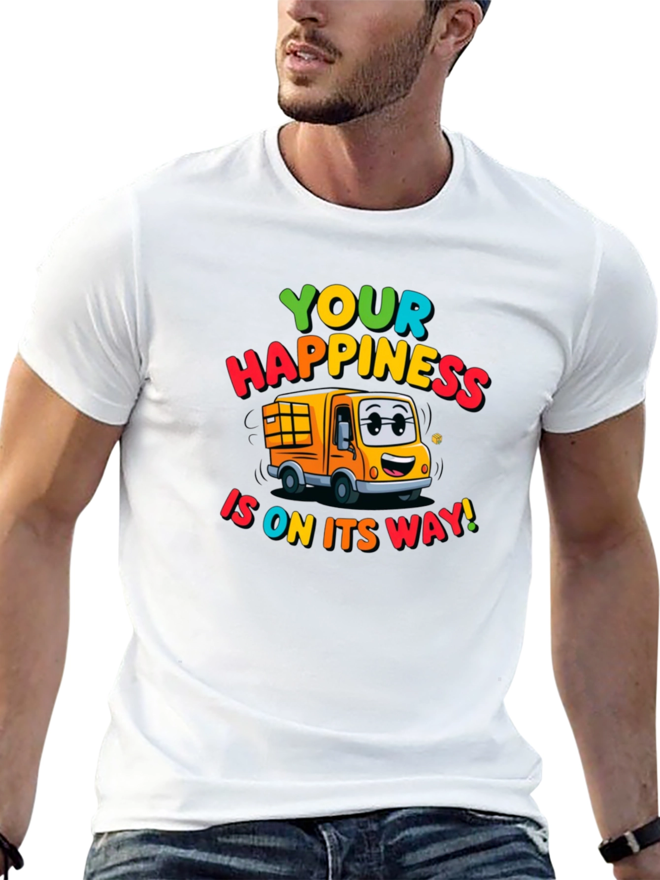 Happiness Delivery T-Shirt - Fun Cartoon Truck Tee