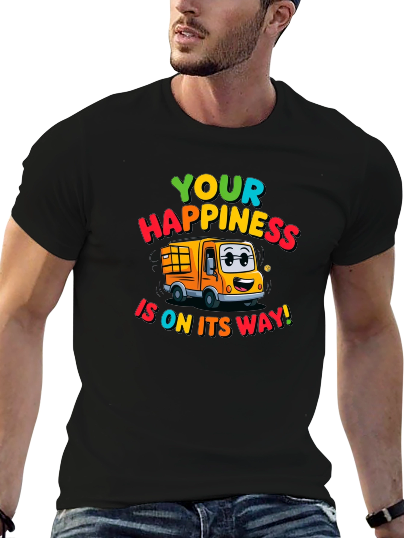 Happiness Delivery T-Shirt - Fun Cartoon Truck Tee