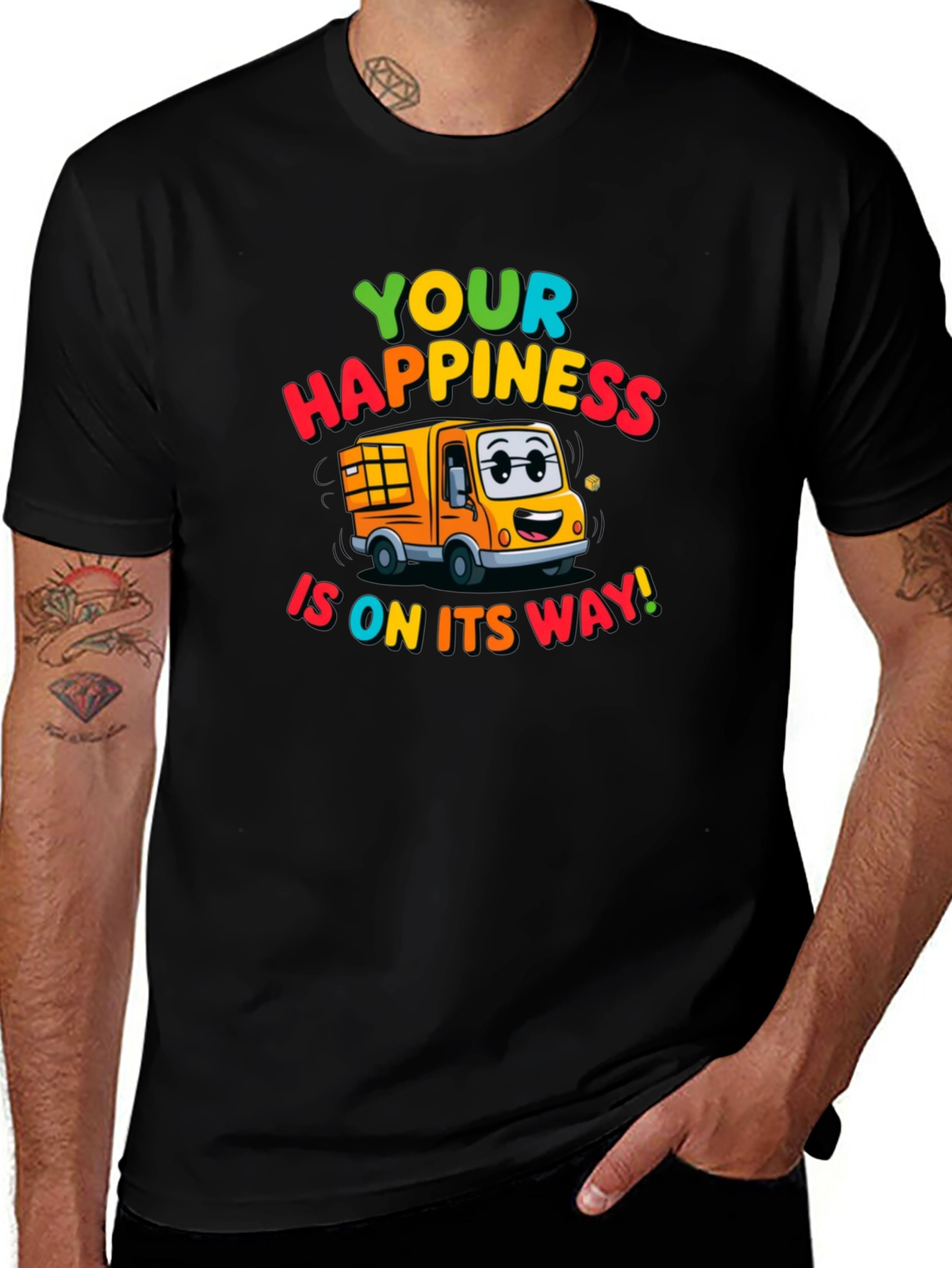 Happiness Delivery T-Shirt - Fun Cartoon Truck Tee