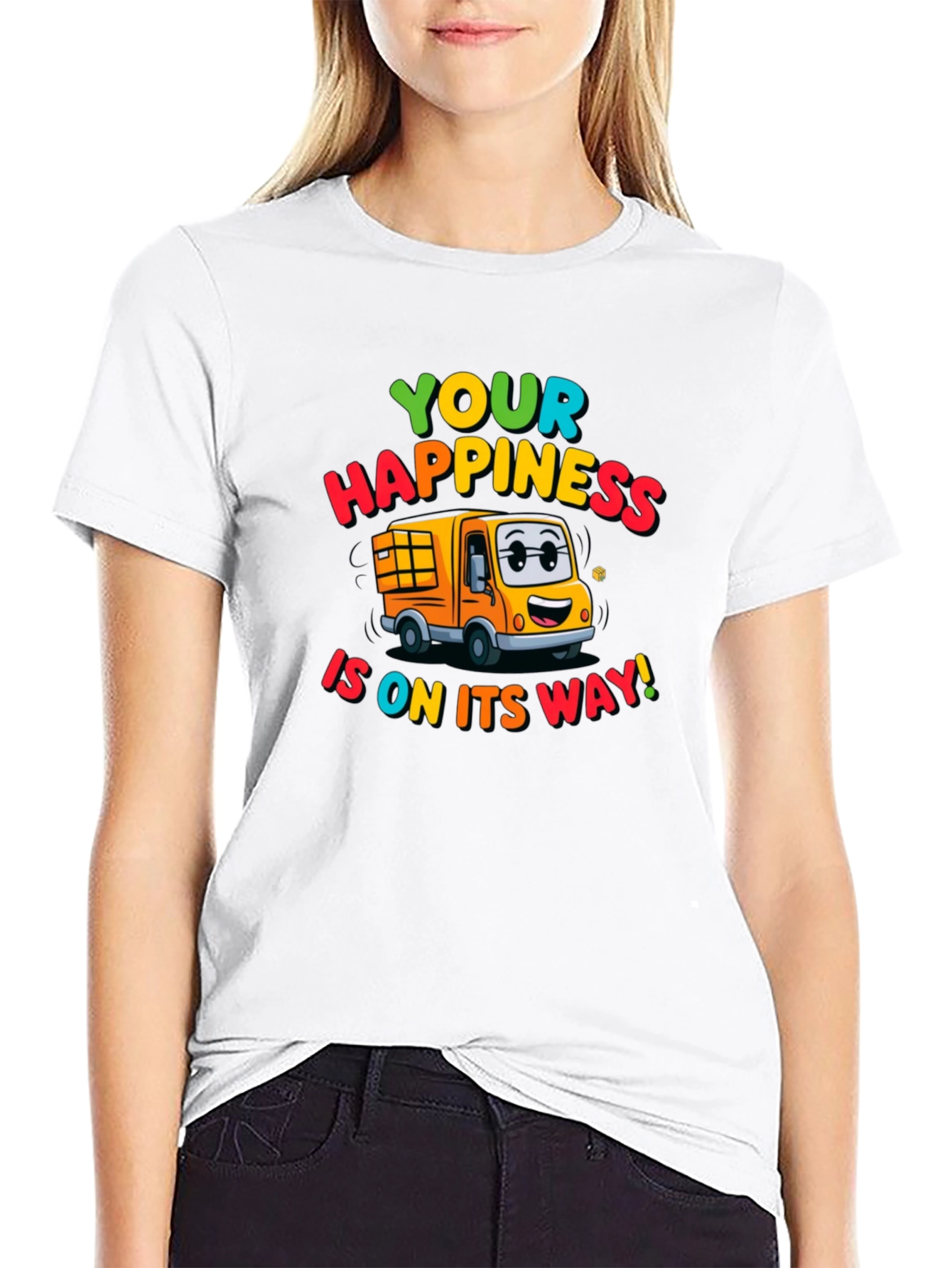 Happiness Delivery T-Shirt - Fun Cartoon Truck Tee
