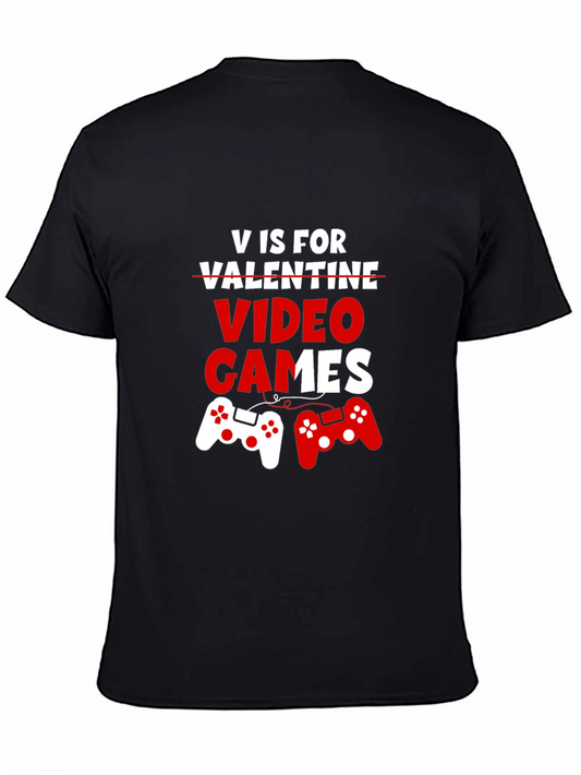 V is for Video Games Black Graphic Tee
