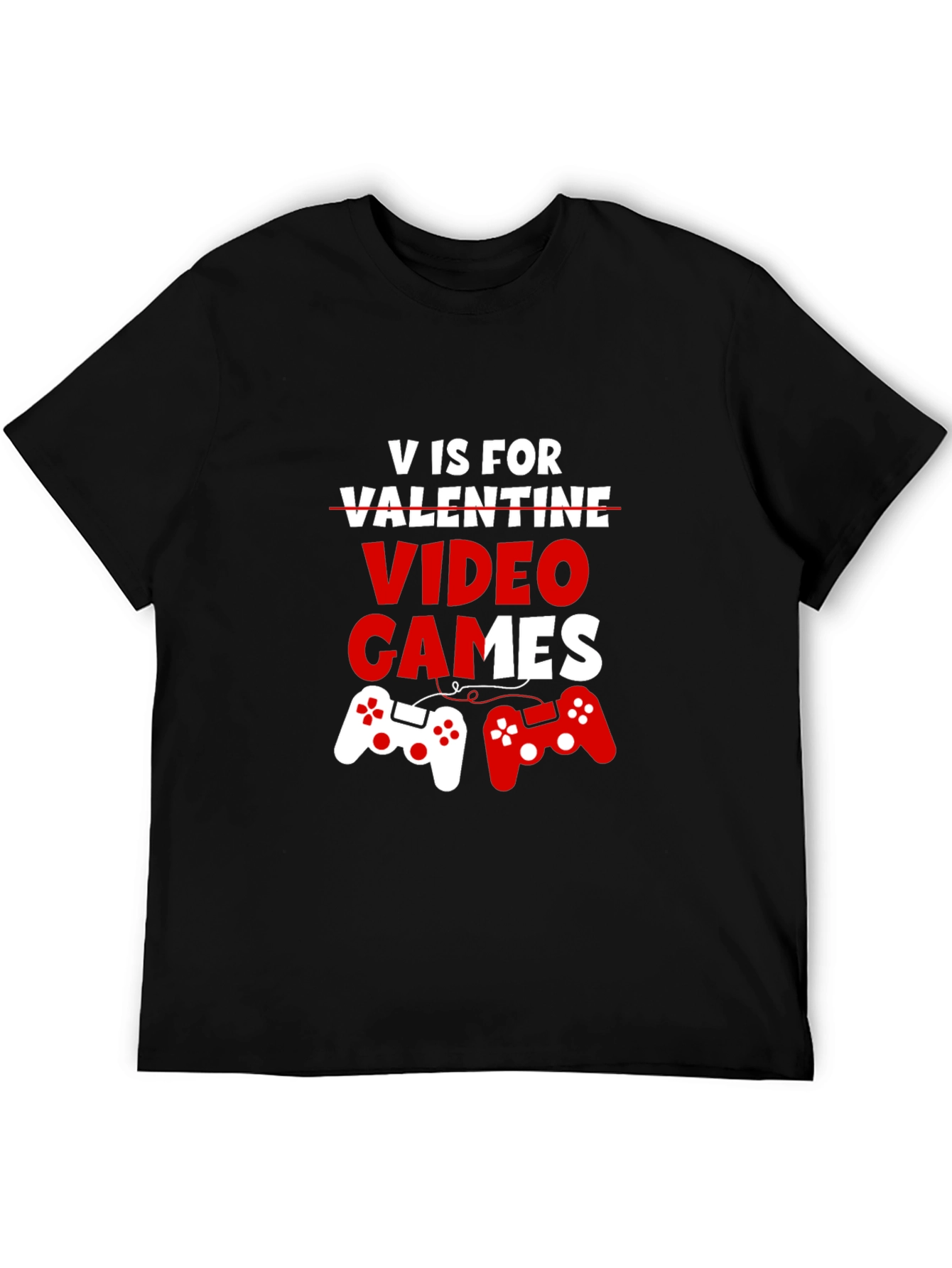 V is for Video Games Black Graphic Tee