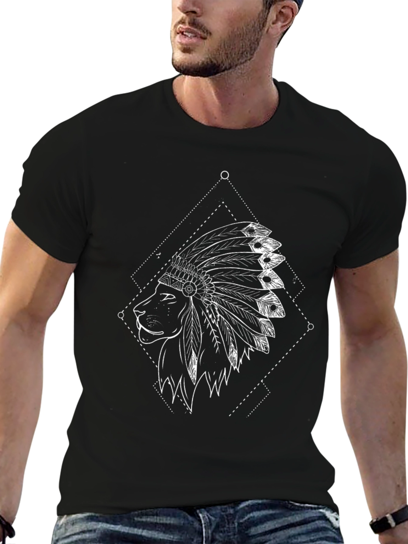 Lion Headdress Graphic Tee - Black